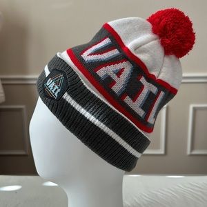 VAIL CUFF POM BEANIE - Grey/Red/Wht/Blue